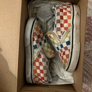 Vans classic slip on checkers sneakers multi color toddler size 6